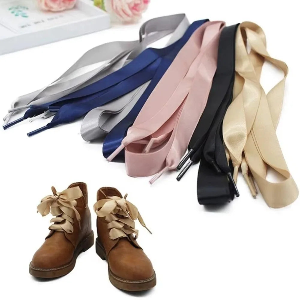 Satin Silk Flat Shoelaces – Smooth Double-Sided DIY Shoe Laces