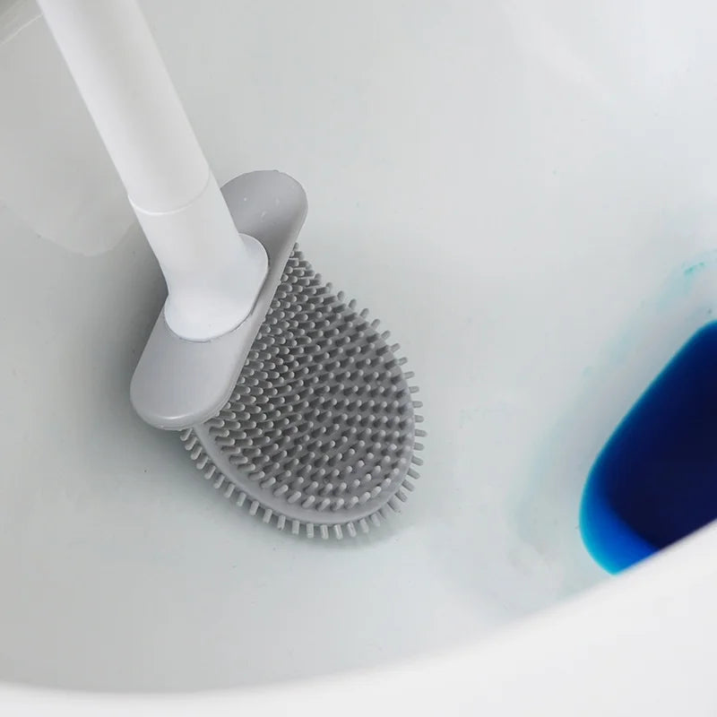 Silicone Wall-Mounted Long-Handle Toilet Brush | Eco-Friendly