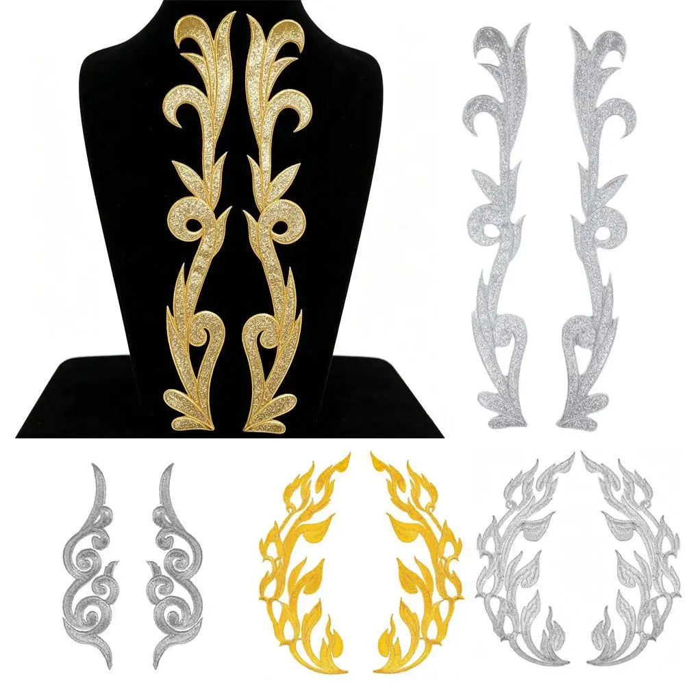 2-Piece Baroque Embroidery Applique Patch – Gold & Silver Sequin