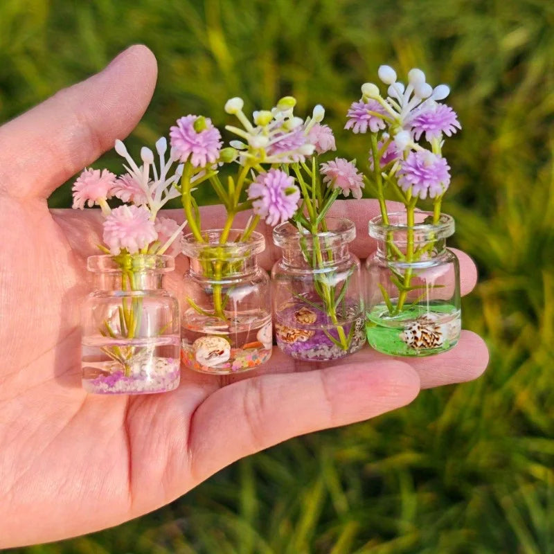 4-Pack Glow in the Dark Glass Mini Vase Set – Home & Car Decor