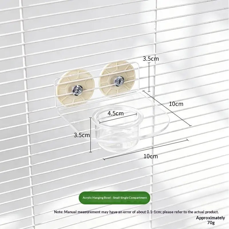 Clear Acrylic Dual Pet Feeder Bowl – Cage Clip Small Animals