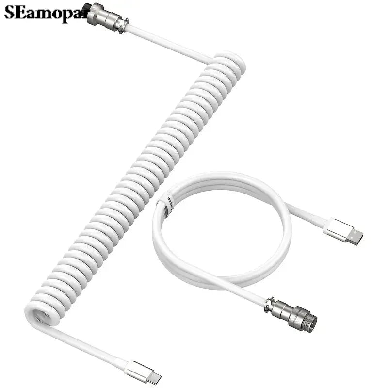 GX12 Aviation Connector USB-C Mechanical Keyboard Cable Spring Wire