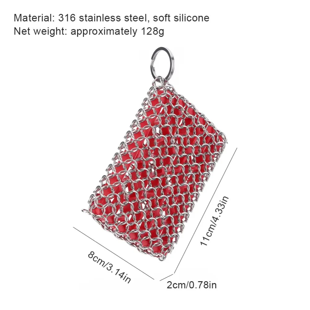 Stainless Steel Chainmail Scrubber for Cast Iron Cookware