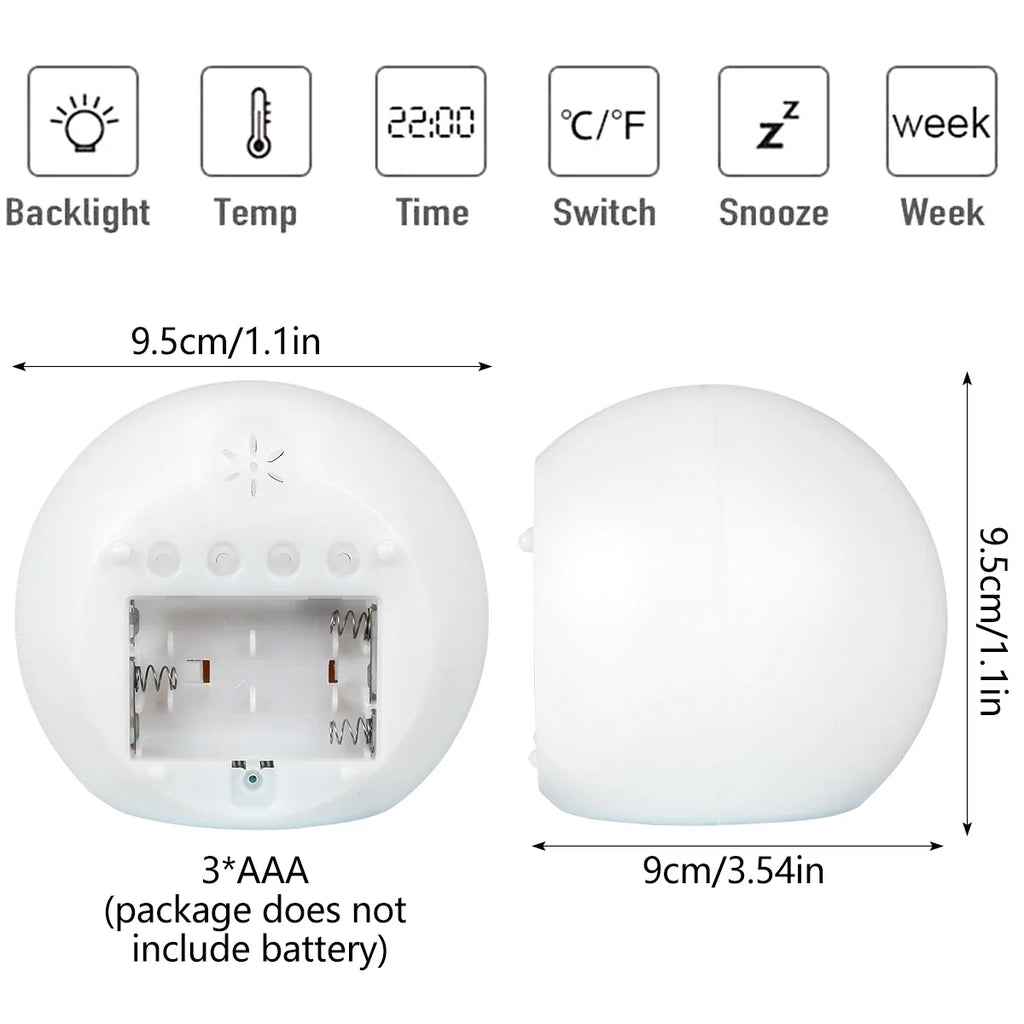 Kids Digital Alarm Clock 7-Color Night Light & Temperature