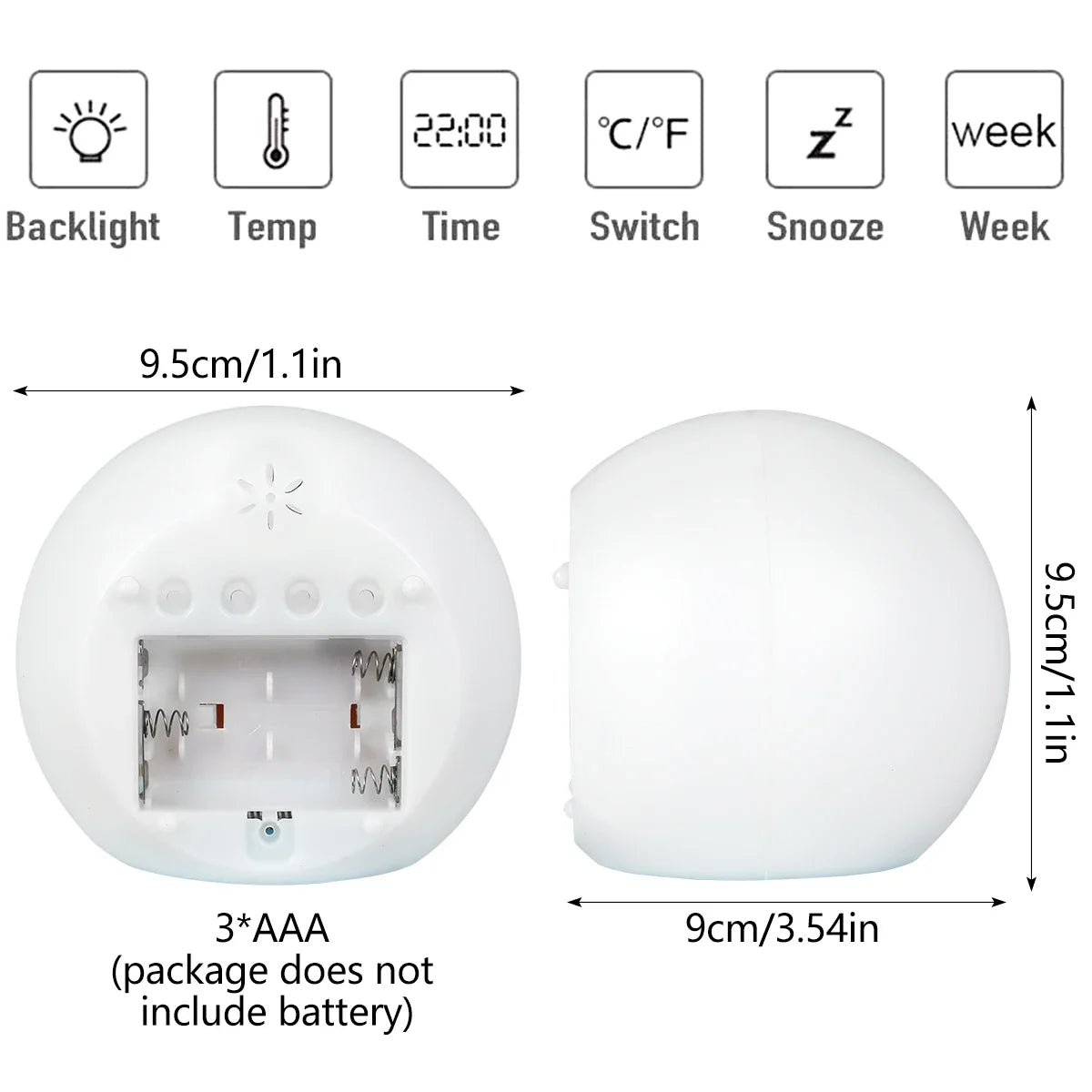 Kids Digital Alarm Clock 7-Color Night Light & Temperature