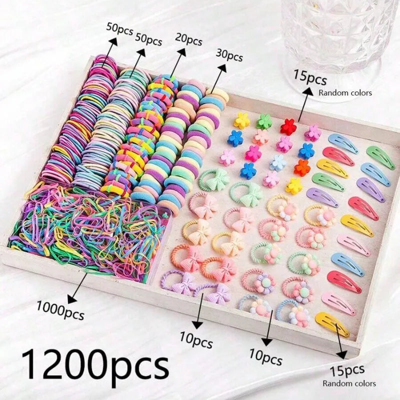 Kids Bow & Flower Elastic Hair Bands Set – No-Snag, Colorful