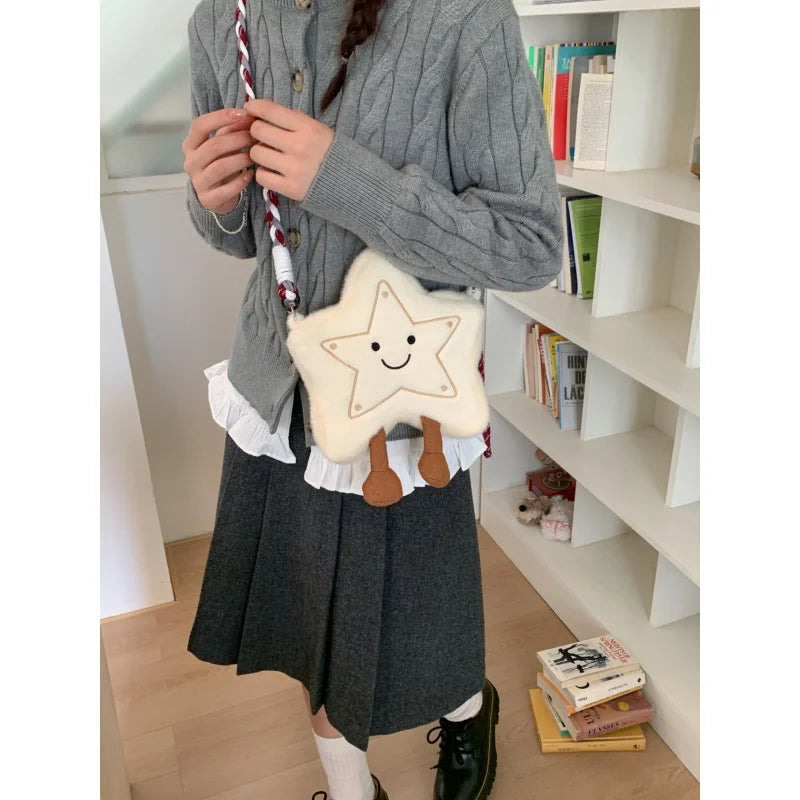 Korean Style Cute Plush Star Fluffy Crossbody Shoulder Bag