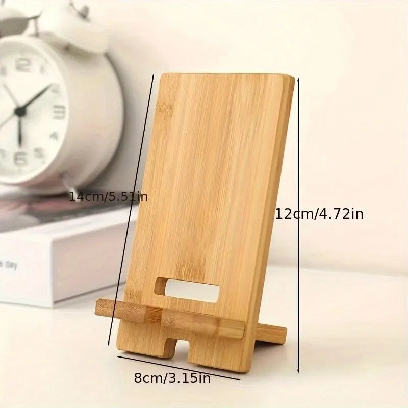 Solid Wood Phone & Tablet Stand – Elegant Wooden Desk Holder