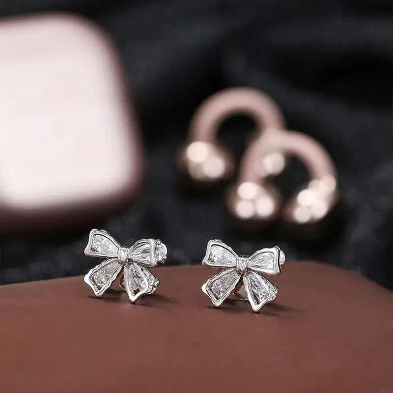 Silver Bow Ear Clip Charms for Freeclip Earbuds – 1 Pair