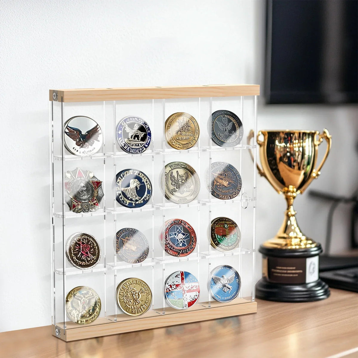 4-Layer Acrylic Coin Display Case – 16 or 24 Compartments