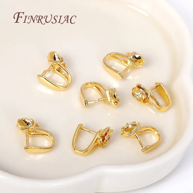18K Gold Plated Zircon Pinch Bail Clasp – DIY Jewelry Finding