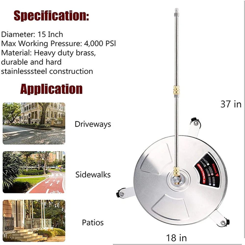 13" Pressure Washer Surface Cleaner – Wheels & Quick Connect