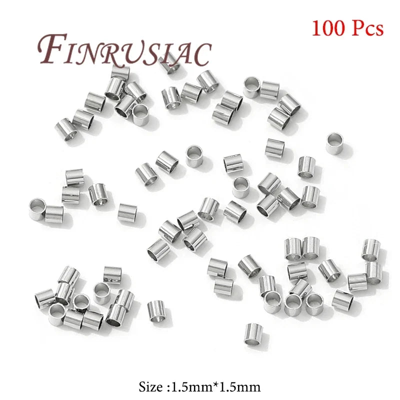 18K Gold Plated Crimp Tube End Beads for Jewelry Making – 100pcs