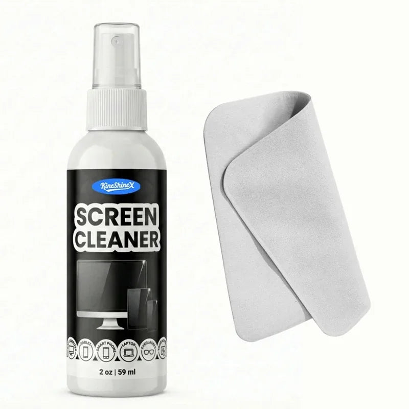Screen Cleaner Kit – Spray & Microfiber Cloth for All Screens