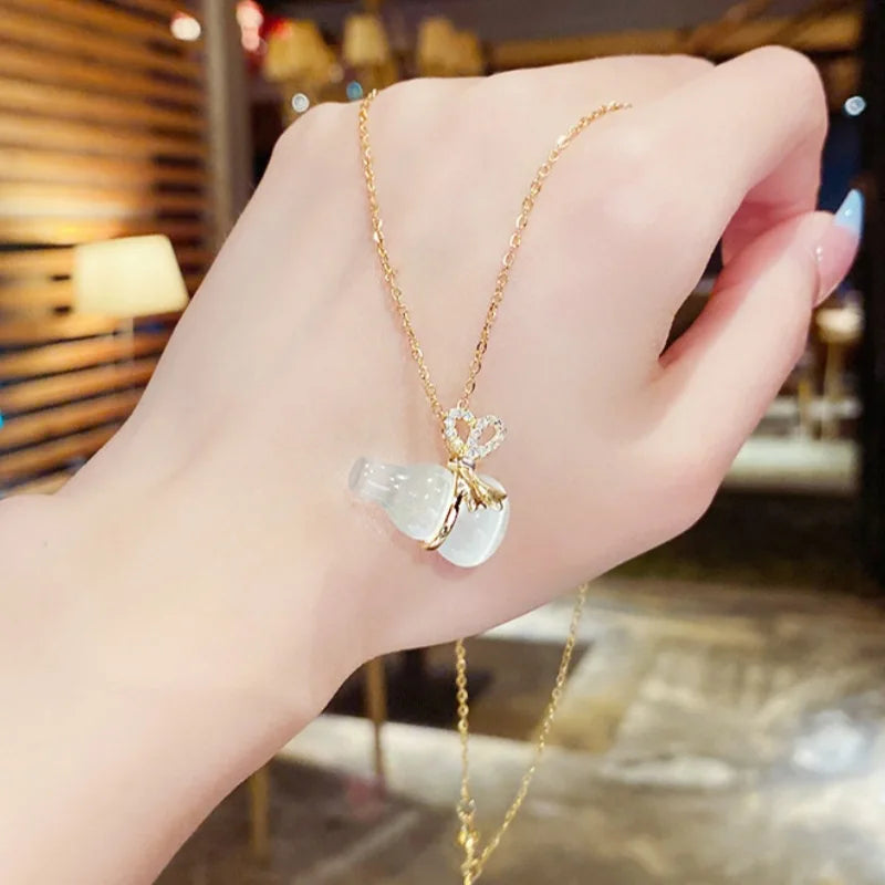 Women's Gold Micro-Paved Cubic Zirconia Pendant Necklace