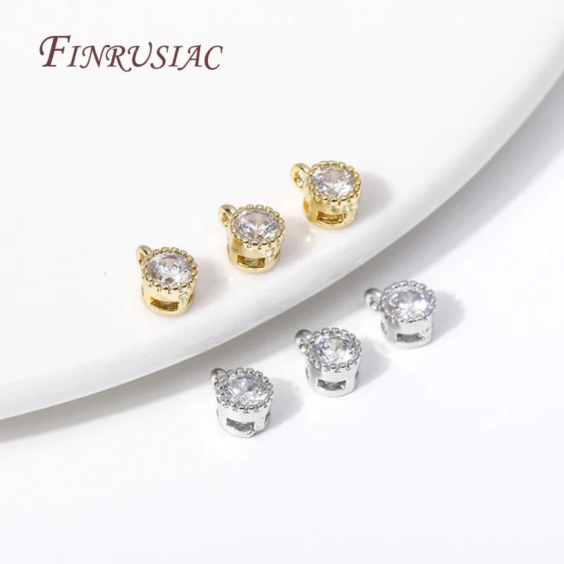 18K Gold Plated Zircon Round Charm Pendants | DIY Jewelry