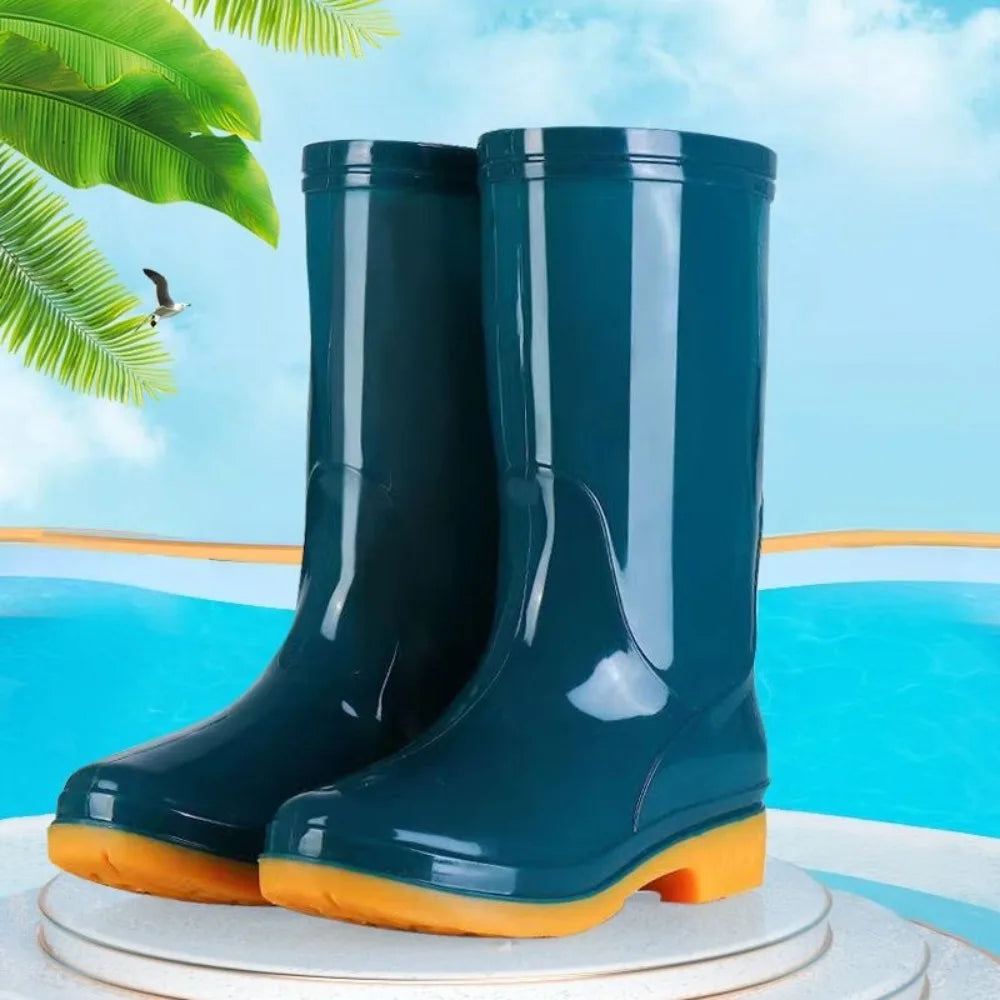 Women's Waterproof Mid-Calf Rain Boots – Non-Slip PVC Garden Boots