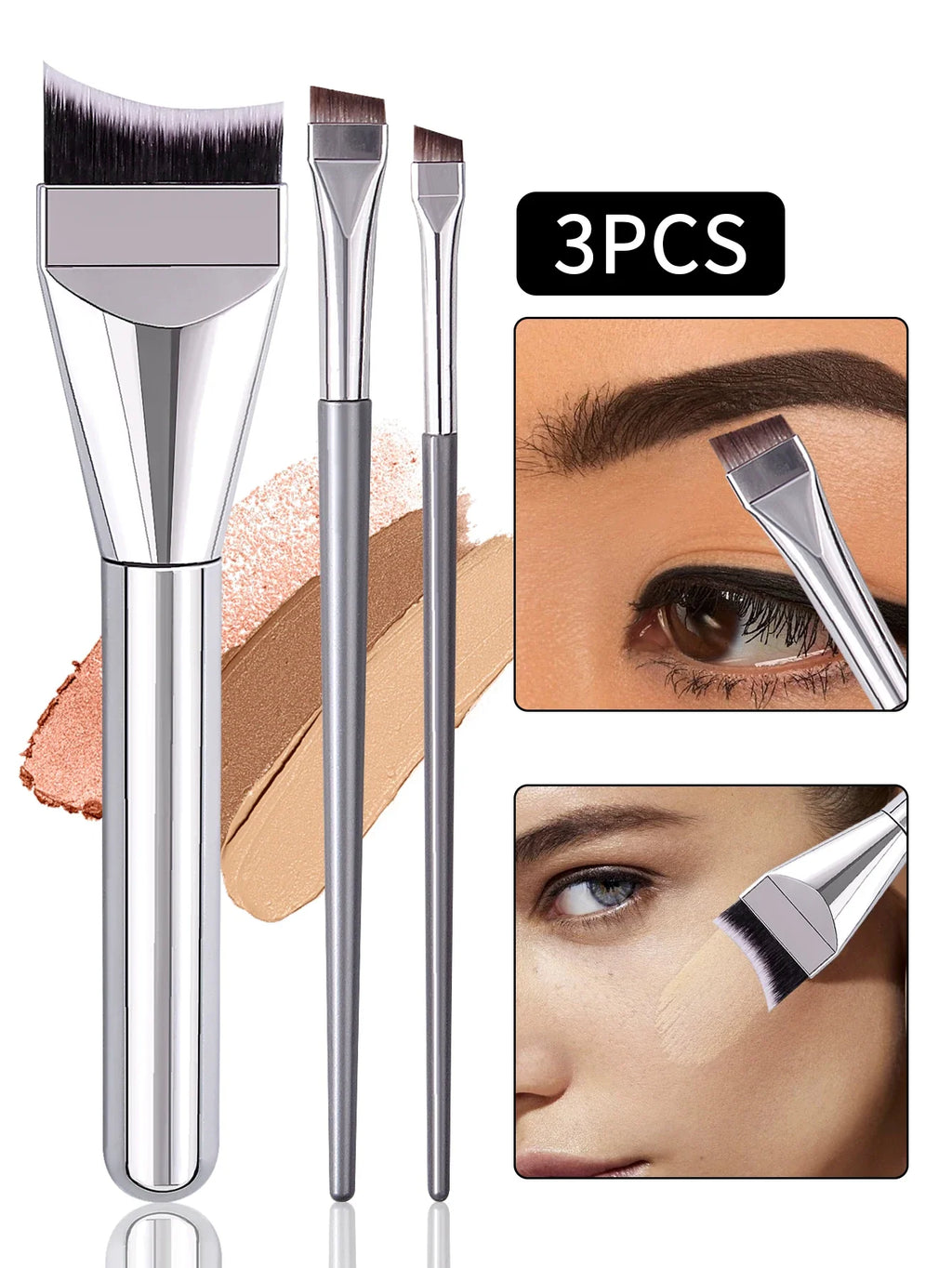 3-Piece Makeup Brush Set – Foundation, Mask & Eyeliner Brushes