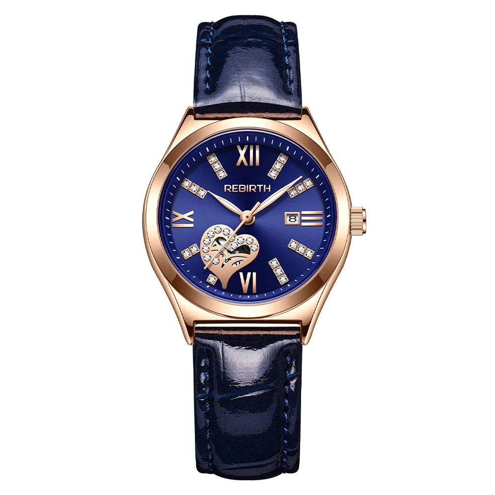 REBIRTH Women's Quartz Watch | Leather Band Roman Numeral