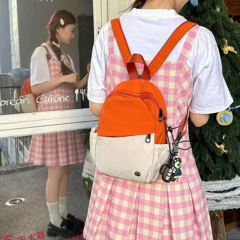 Contrast Color Nylon Backpack & Crossbody Chest Bag – Unisex