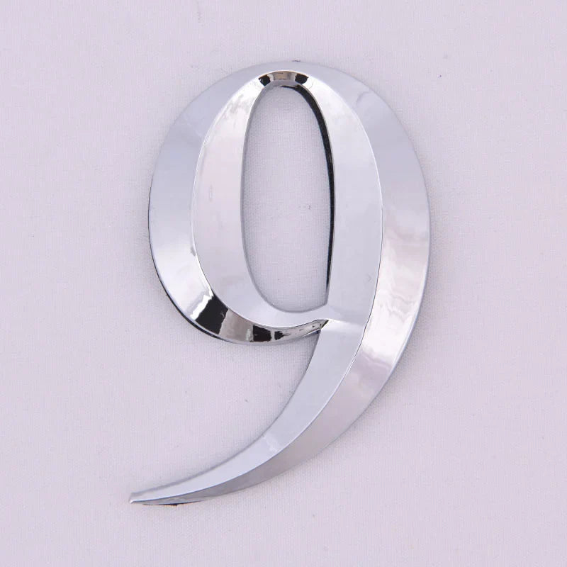 Self-Adhesive Chrome House Door Number Sign Sticker 7x4.5cm