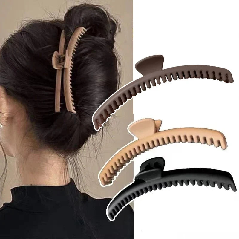 Matte Coffee Large Hair Claw Clip – Korean Shark Clamp