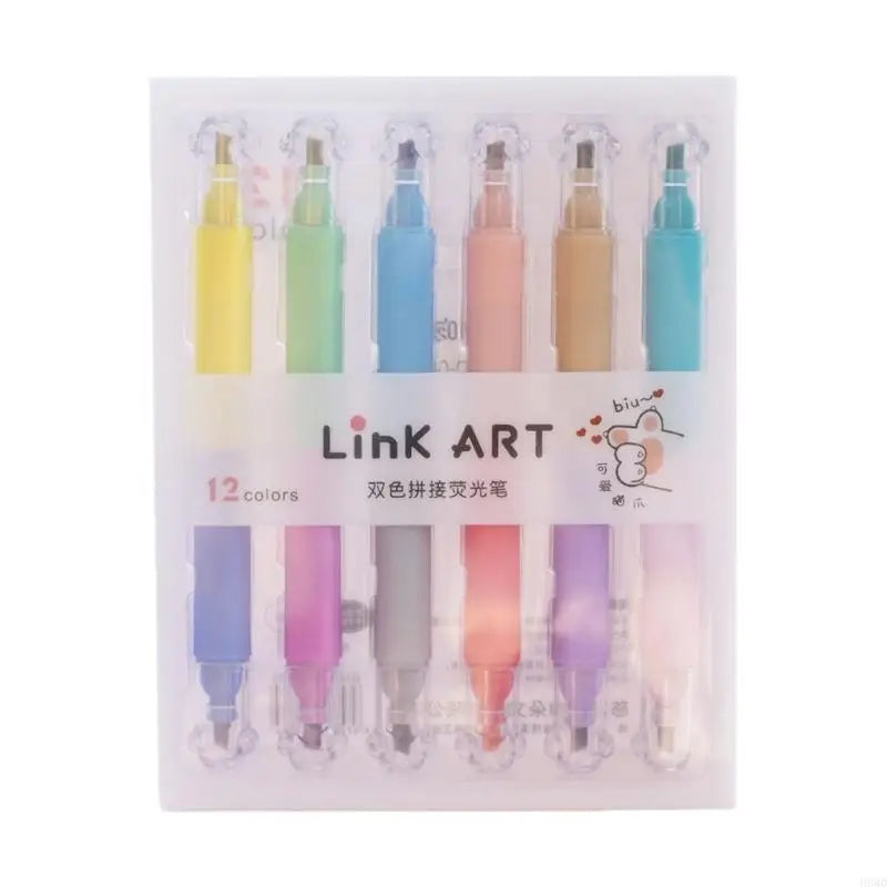 Pastel Highlighter Pens 6-Pack – Dual Fine & Chisel Tip Markers