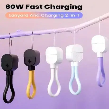17cm USB-C Keychain Cable – PD 60W Fast Charging, 3A