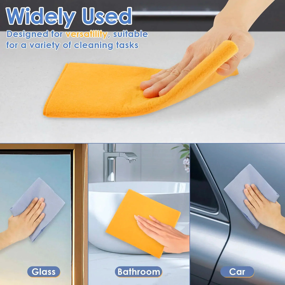 Ultra Absorbent Cleaning Shammy Reusable Wipe Rags – 8/16 Pcs