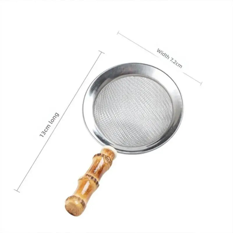 Bamboo Handle Stainless Steel Tea Strainer & Kitchen Sifter