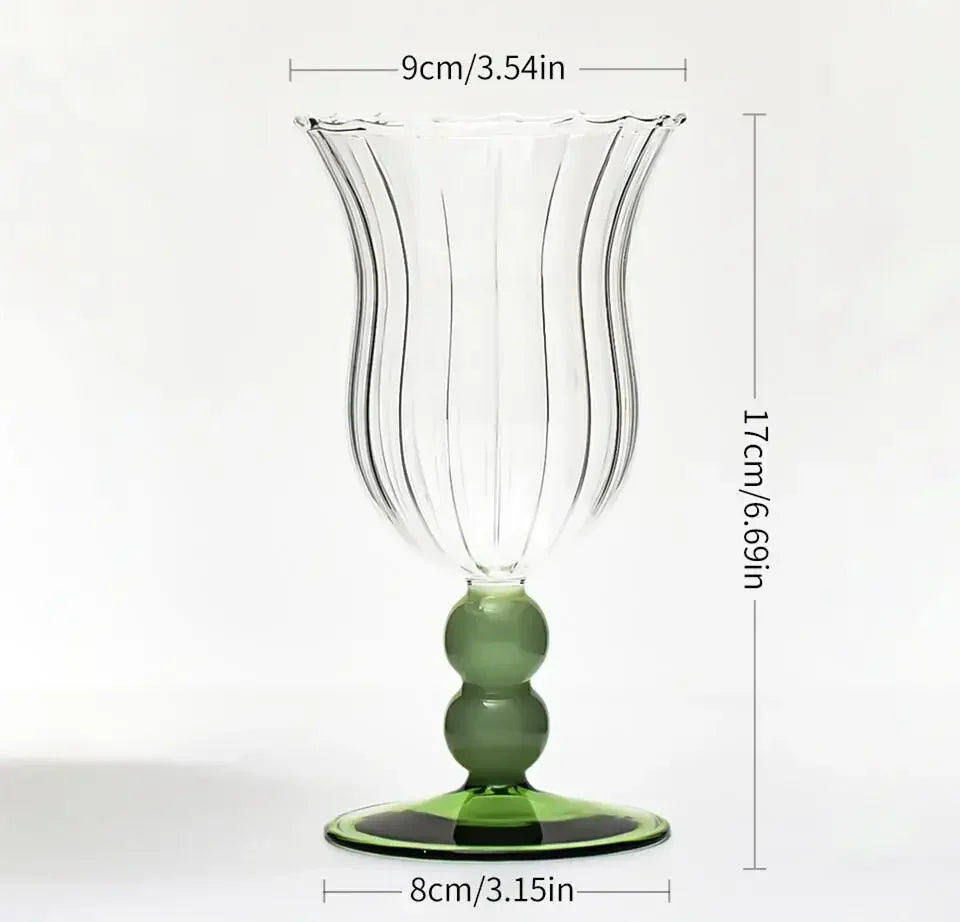 Striped Borosilicate Wine & Cocktail Glass – French Retro Style