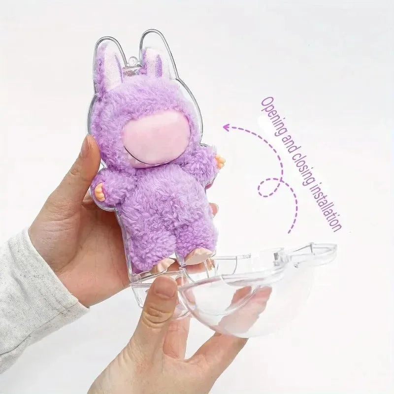 Labubu Doll Acrylic Display Case 6.3" with Keychain
