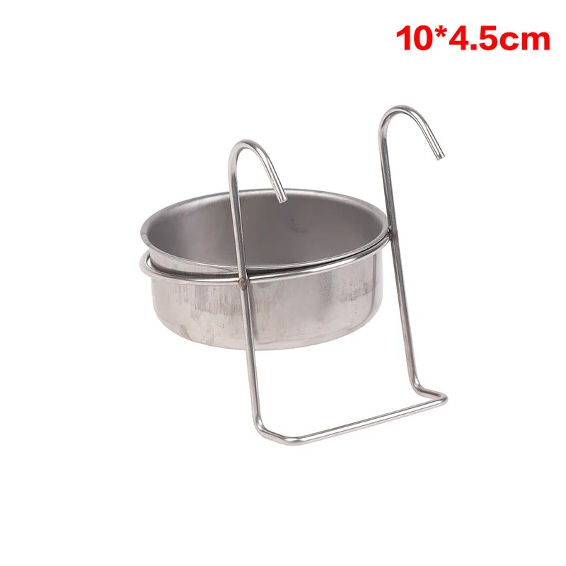 Stainless Steel Hanging Cage Pet Bowl – 5 Sizes | Dogs, Cats & Birds