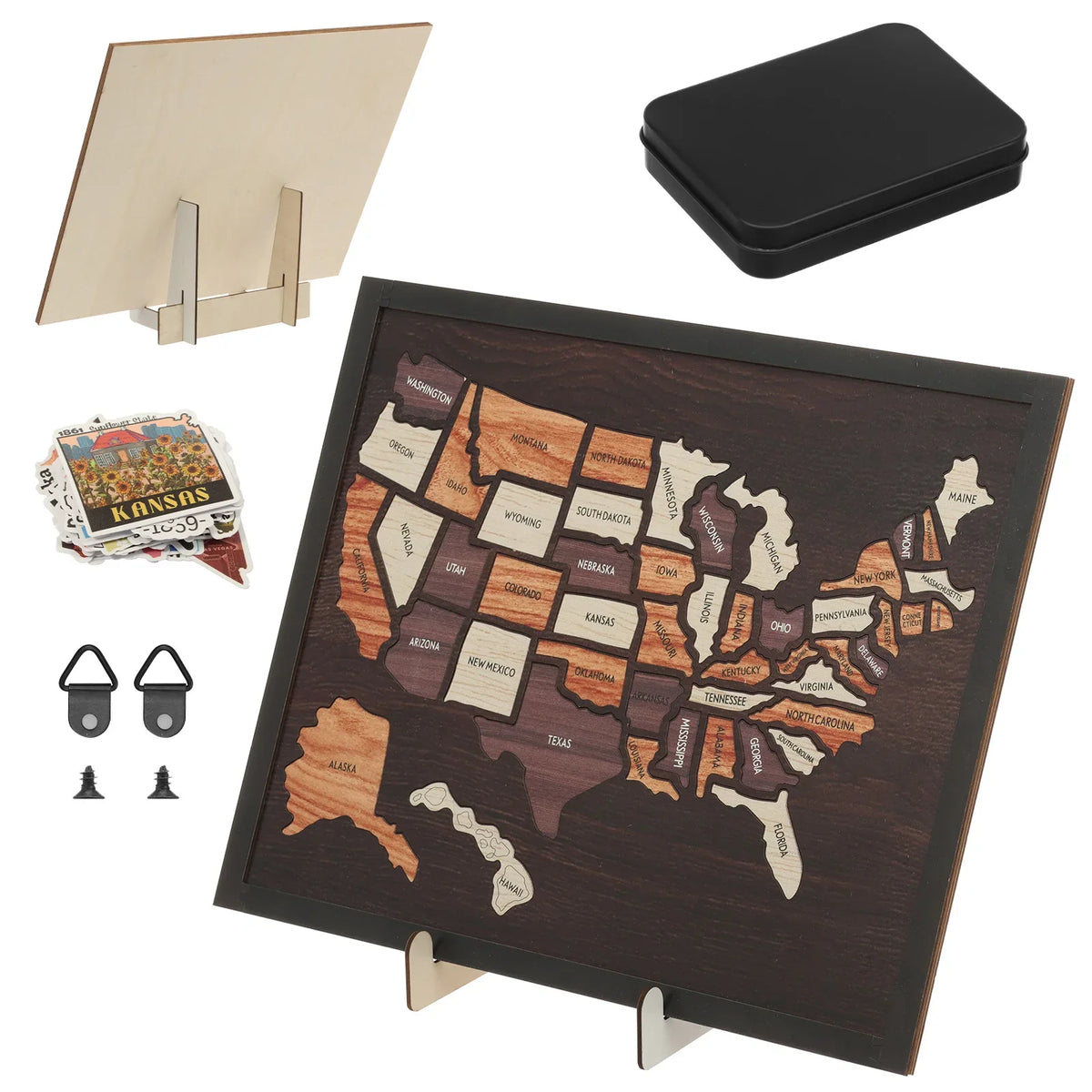 Wooden USA Map Puzzle Travel Tracker | Wall Art & Home Décor