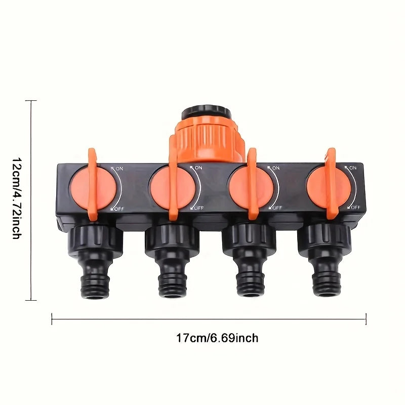 4-Way Garden Hose Splitter | Faucet Diverter 4 Port Tap