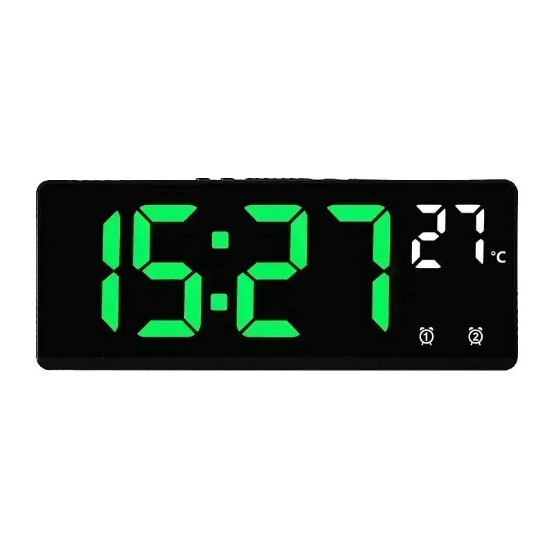 Voice Control LED Digital Alarm Clock – Dual Alarm & Temp