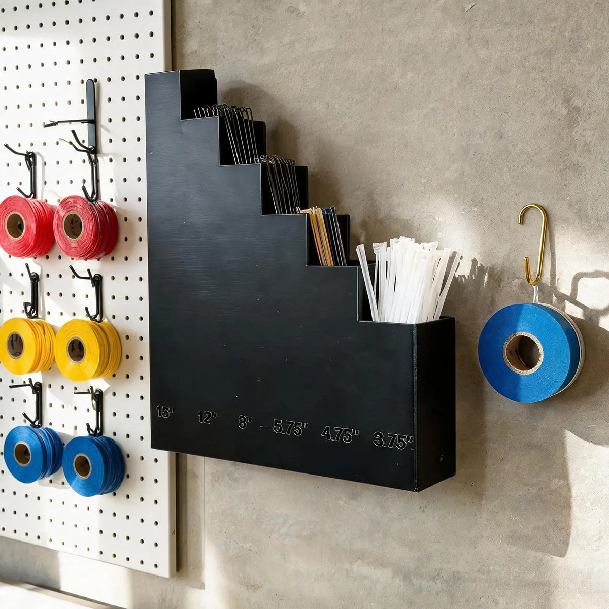 Wall-Mounted Zip Tie Organizer Rack | Garage Storage