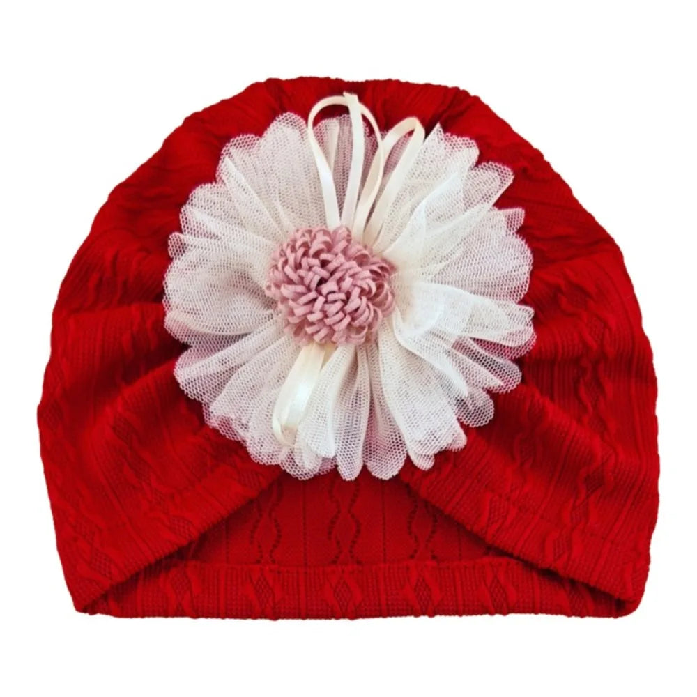 Soft Cotton Infant Turban Hat – Elastic Flower Baby Headscarf