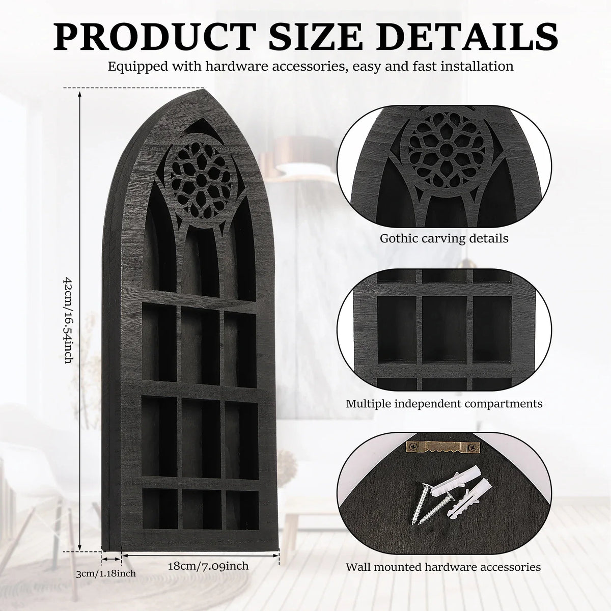 Wood Crystal Display Shelf – Gothic Bohemian Floating Wall Shelf