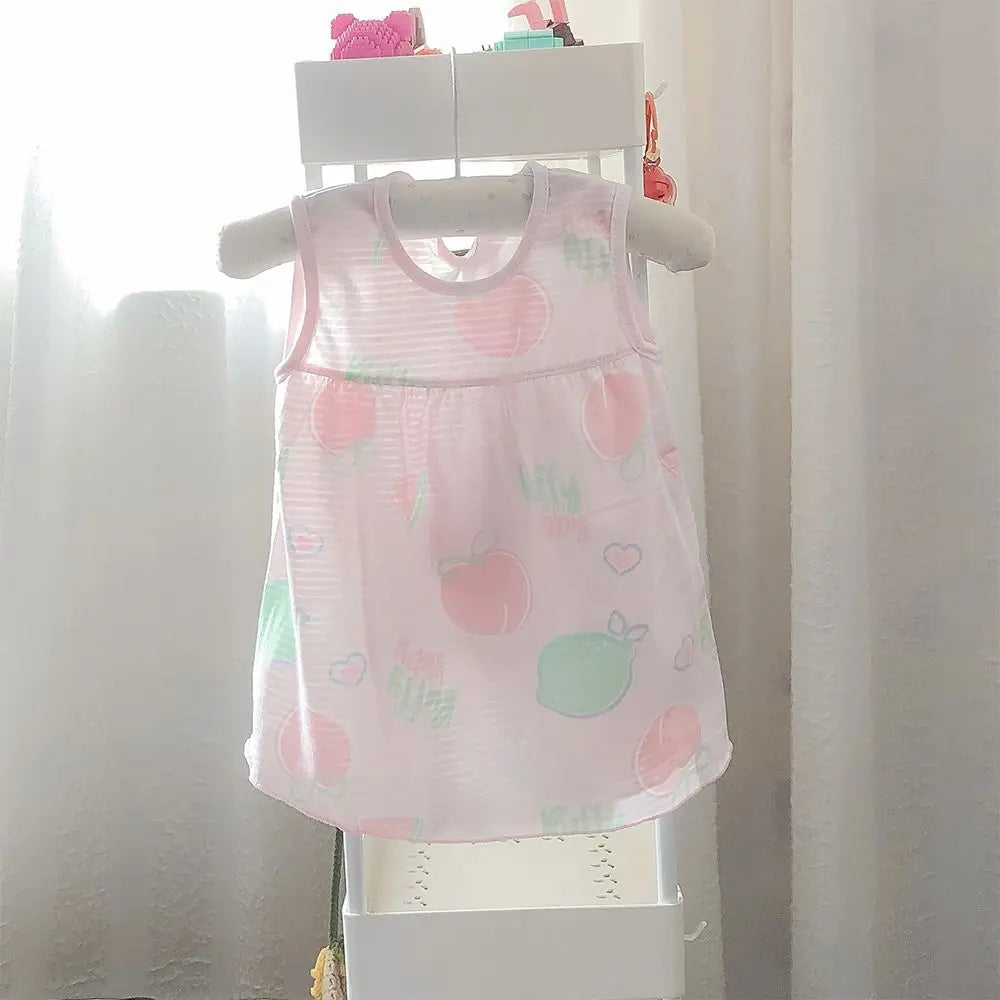 Pure Cotton Baby Girl Dress – Cartoon Print Summer Princess