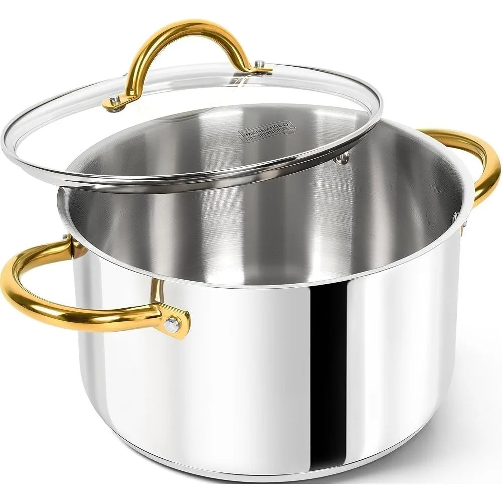 MICHELANGELO Stainless Steel Stock Pot with Lid | Induction Safe