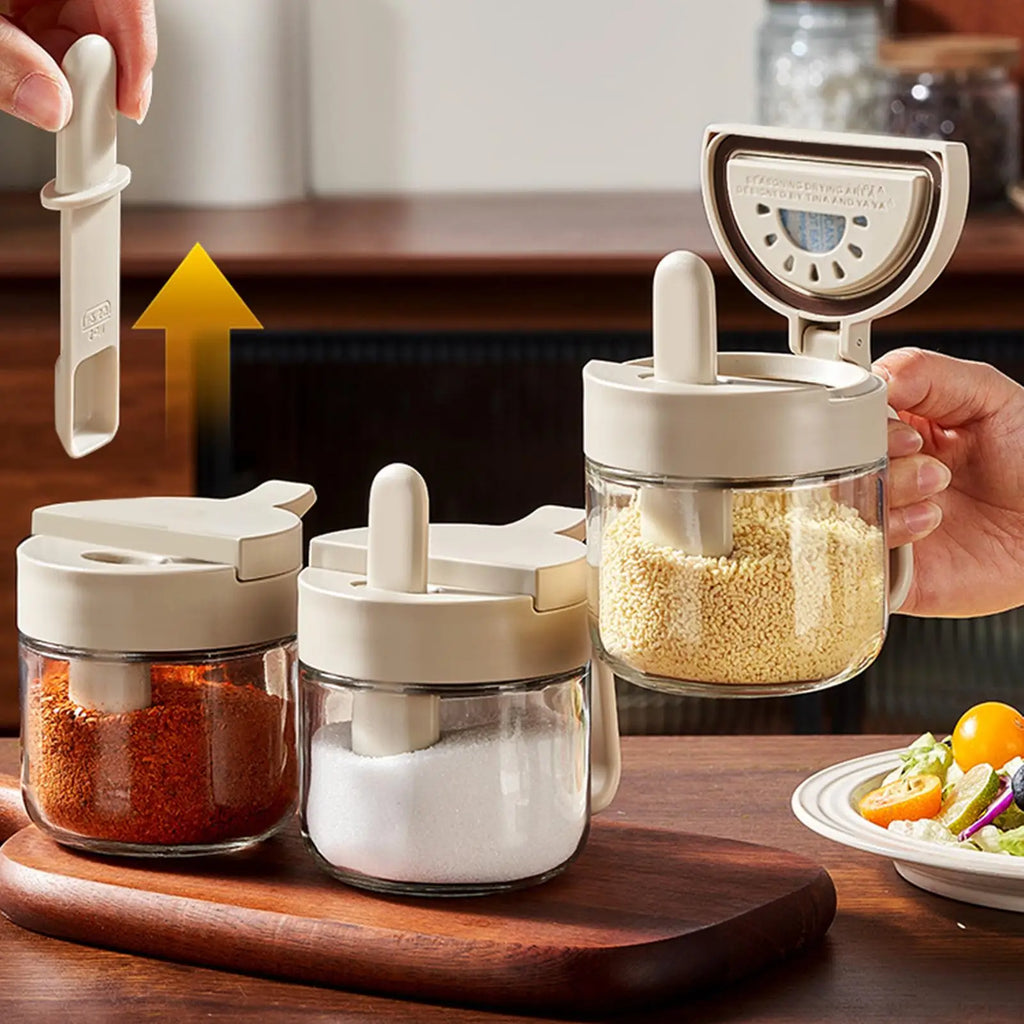 Leak-Proof Seasoning Jar with Spoon & Lid | 380ml Kitchen