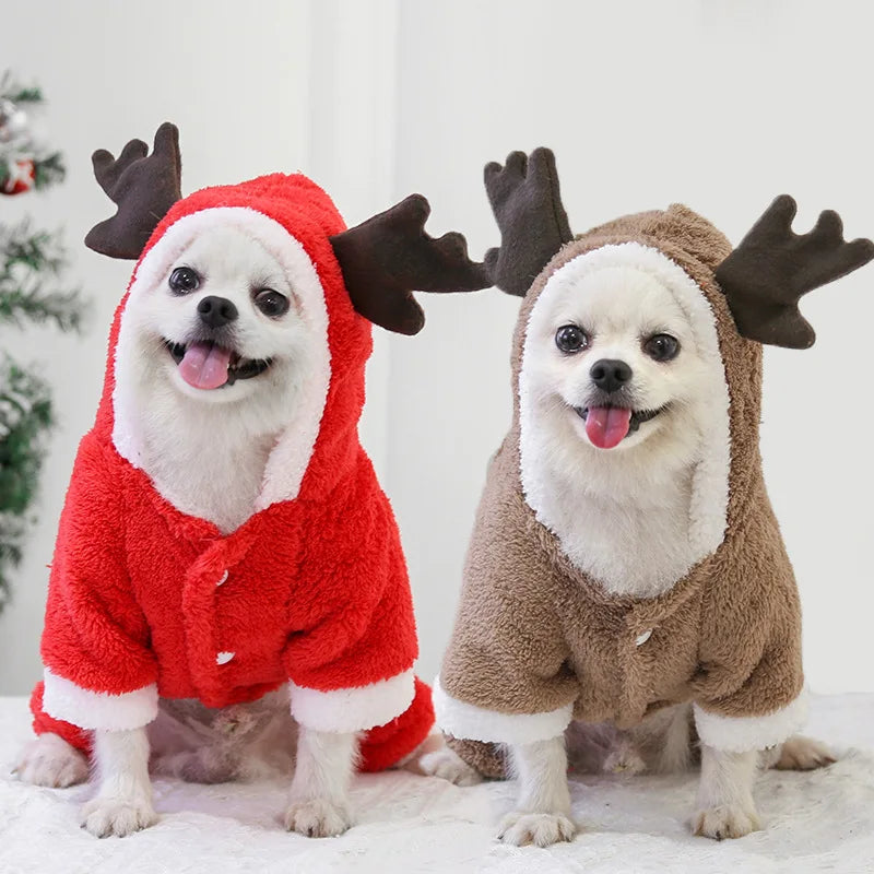 Winter Fleece Dog & Cat Jumpsuit – Warm Christmas Pet Pajamas