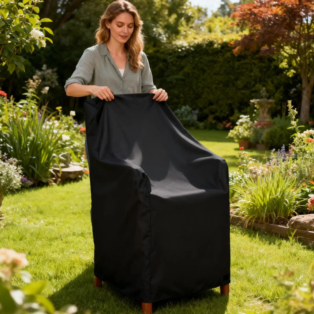 Heavy Duty Waterproof Outdoor Chair Cover with Drawstring