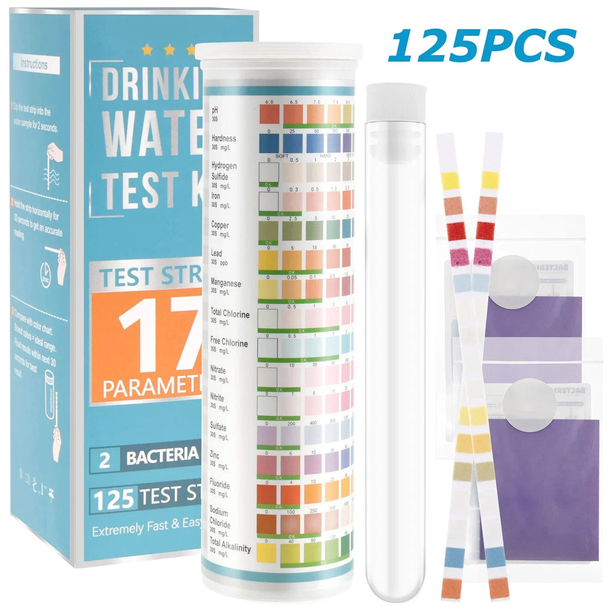 125pc 7-in-1 Water Quality Test Strips – Aquarium & Pond Kit