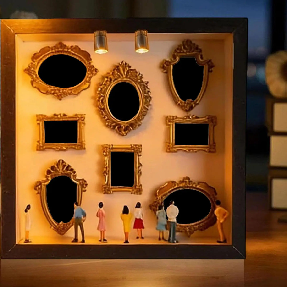 Wooden Miniature Museum Frame with Figurines | DIY Home Decor
