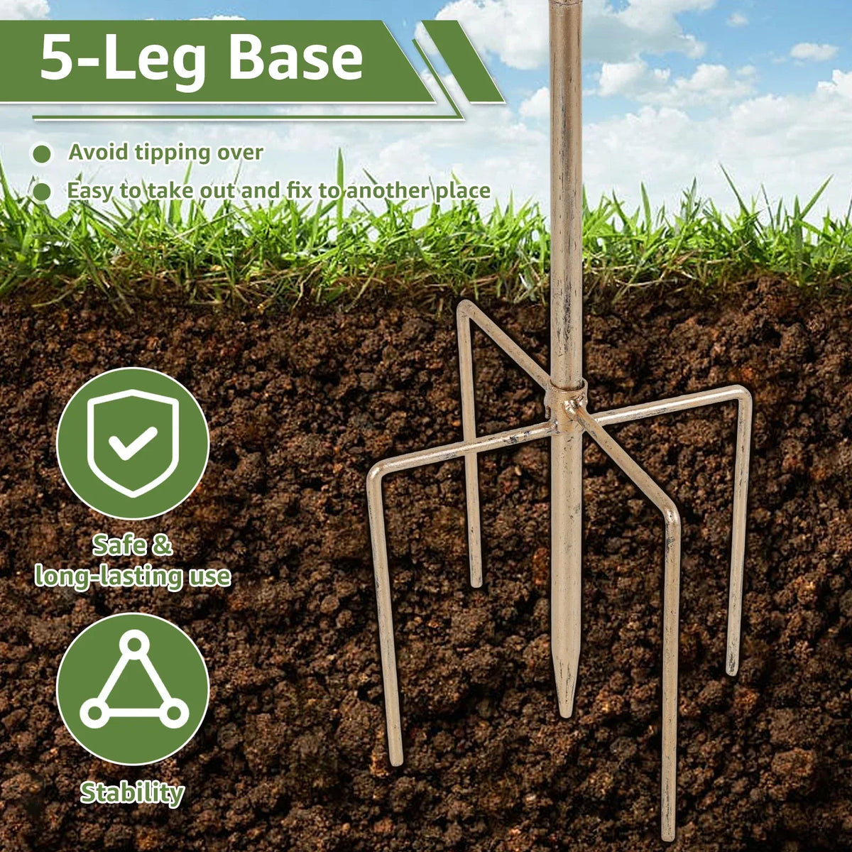 Standing Iron Bird Bath 5-Pronged Base – Garden Decor