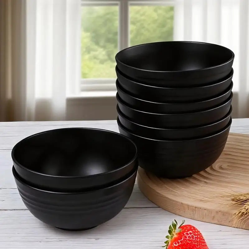 Unbreakable Black Plastic Salad Bowls 4/6/8 Pcs Microwave Safe