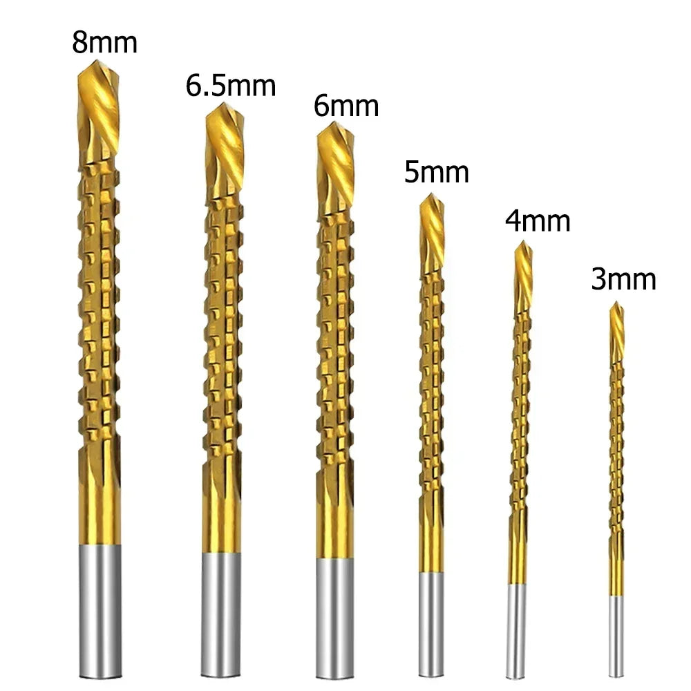 Titanium Coated HSS Twist Drill Bit Set – 6 Sizes 3–8mm