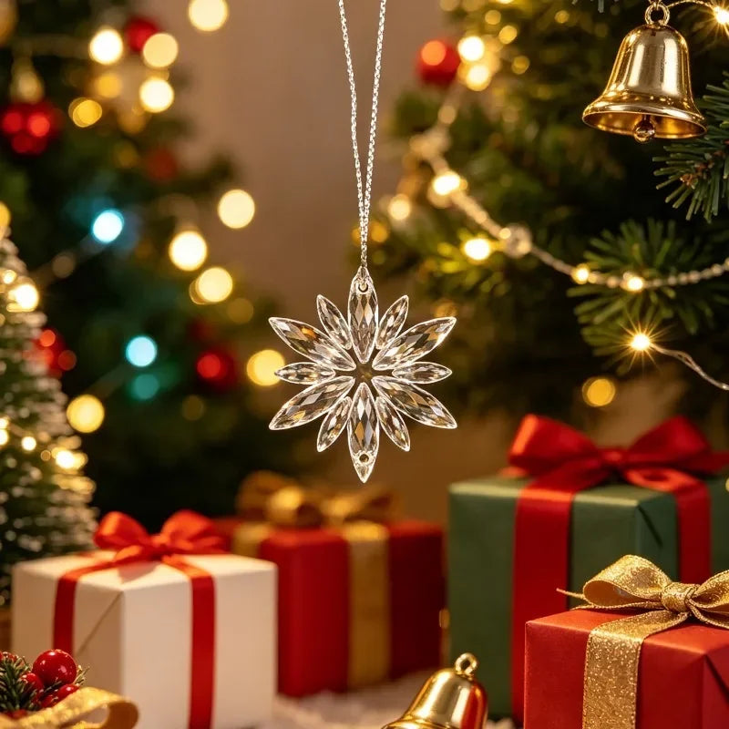 5PCS Transparent Plastic Christmas Snowflake Ornaments | Indoor & Outdoor